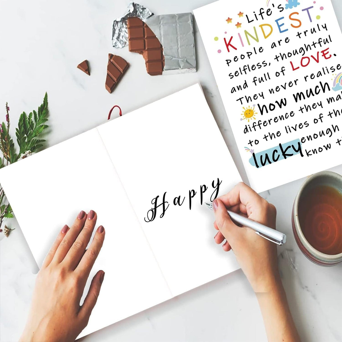 GeckoCustom Cute Appreciation Card for Kindest Person, Great Thank You Card with Envelope for Women Men, Sweet Friendship Gift for Friends Classmates, Best Thank You Gift Ideas for Mom Dad