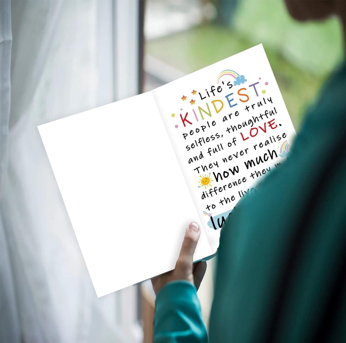 GeckoCustom Cute Appreciation Card for Kindest Person, Great Thank You Card with Envelope for Women Men, Sweet Friendship Gift for Friends Classmates, Best Thank You Gift Ideas for Mom Dad