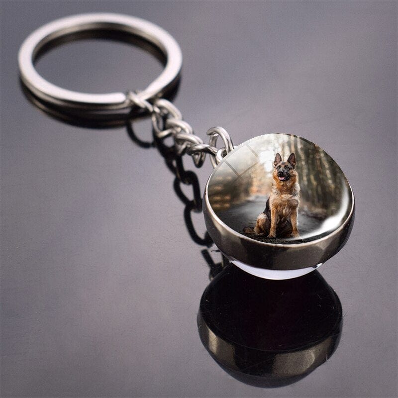 GeckoCustom Cute Dog Double Side Glass Ball Keychain As show 18