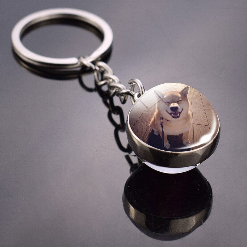 GeckoCustom Cute Dog Double Side Glass Ball Keychain As show 26