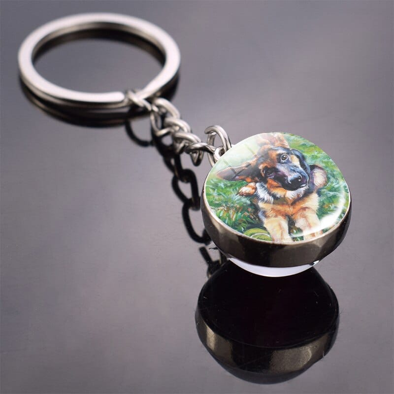 GeckoCustom Cute Dog Double Side Glass Ball Keychain As show 28