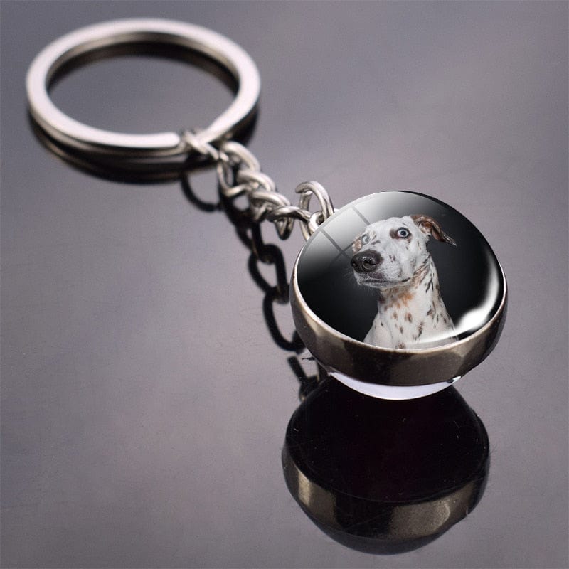 GeckoCustom Cute Dog Double Side Glass Ball Keychain As show 4