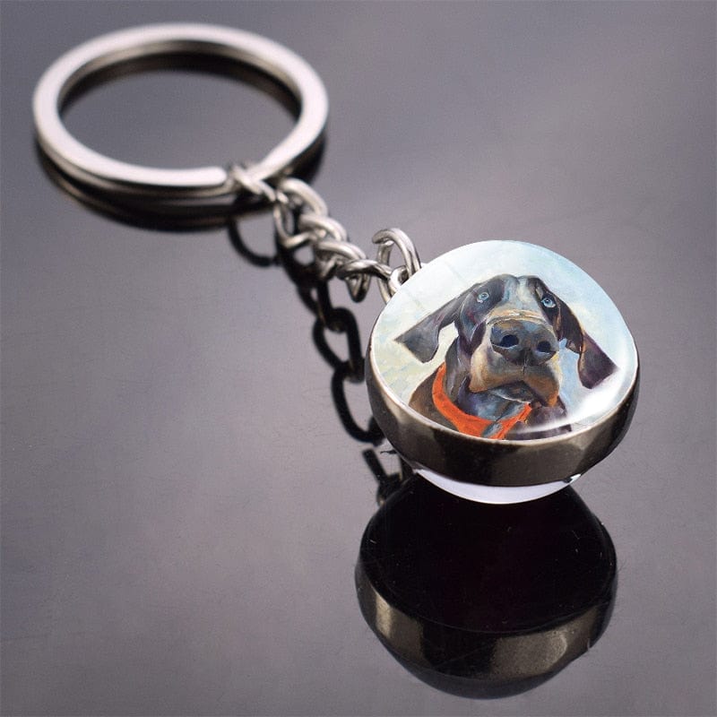 GeckoCustom Cute Dog Double Side Glass Ball Keychain As show 19