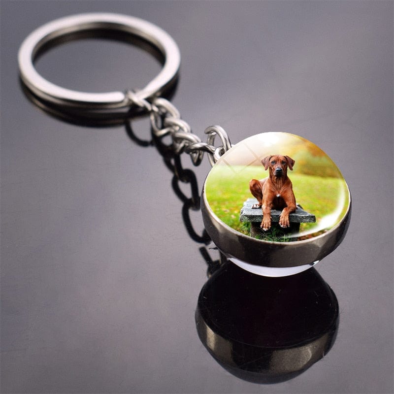 GeckoCustom Cute Dog Double Side Glass Ball Keychain