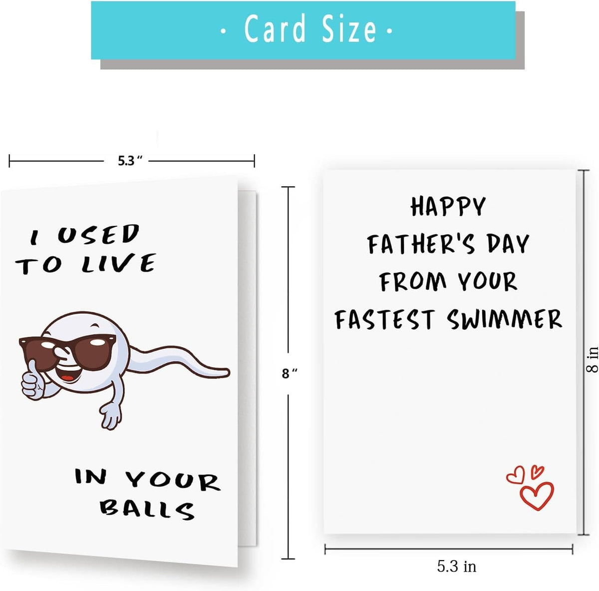 GeckoCustom Cute First Fathers Day Card for New Dad, Two-Sided 1St Fathers Day Gift from Baby Girl Boy, I Used to Live in Your Balls