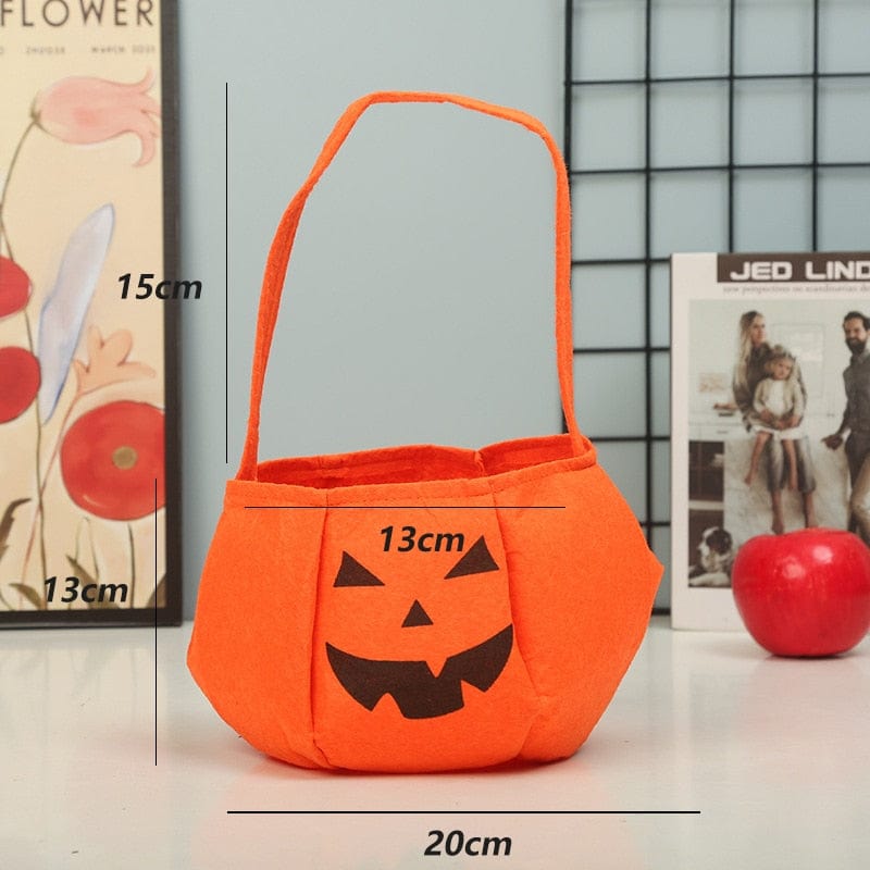 GeckoCustom Cute Halloween Portable Pumpkin Bag Trick Or Treat Kids Candy Bag Happy Halloween Day Gift Pumpkin Backpack Shoulder Bag as shows 11