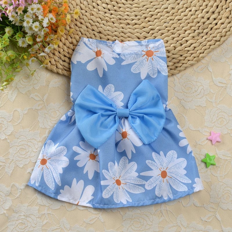 GeckoCustom Cute Princess Dress for small Dog Cat blue / XS