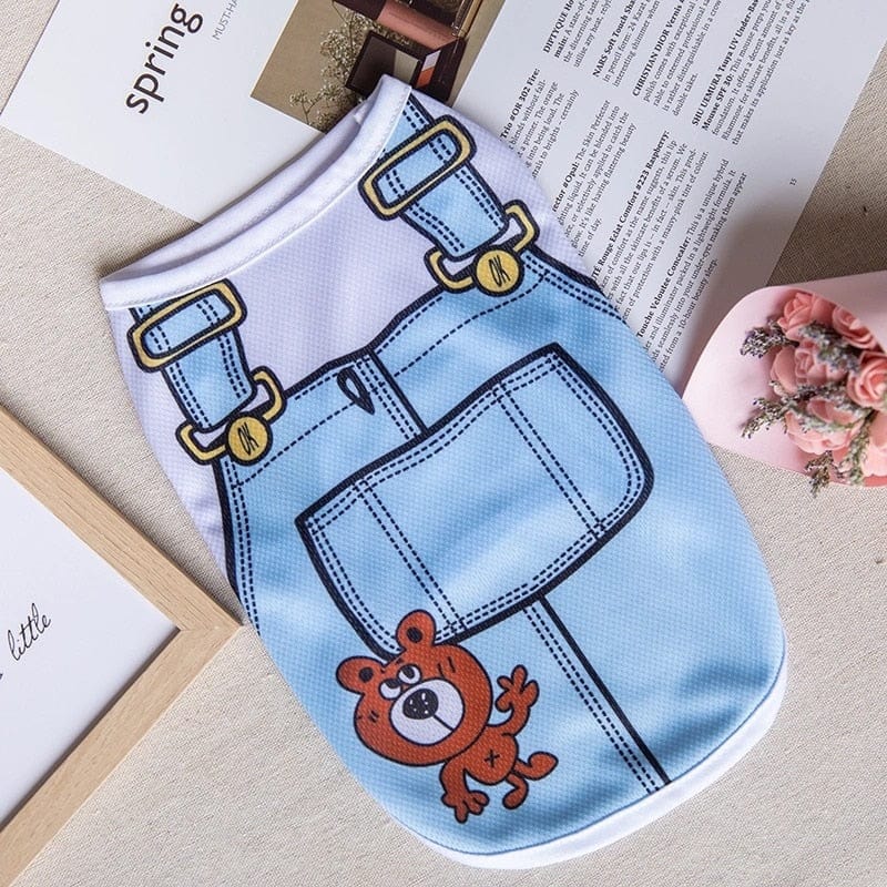 GeckoCustom Cute Sphynx Cat Shirt Vest for Cats Gotas Summer Breathable Pet Clothes Clohting Katten Kedi Mascotas Costume Dog Suit Ropa Para 3 / XS