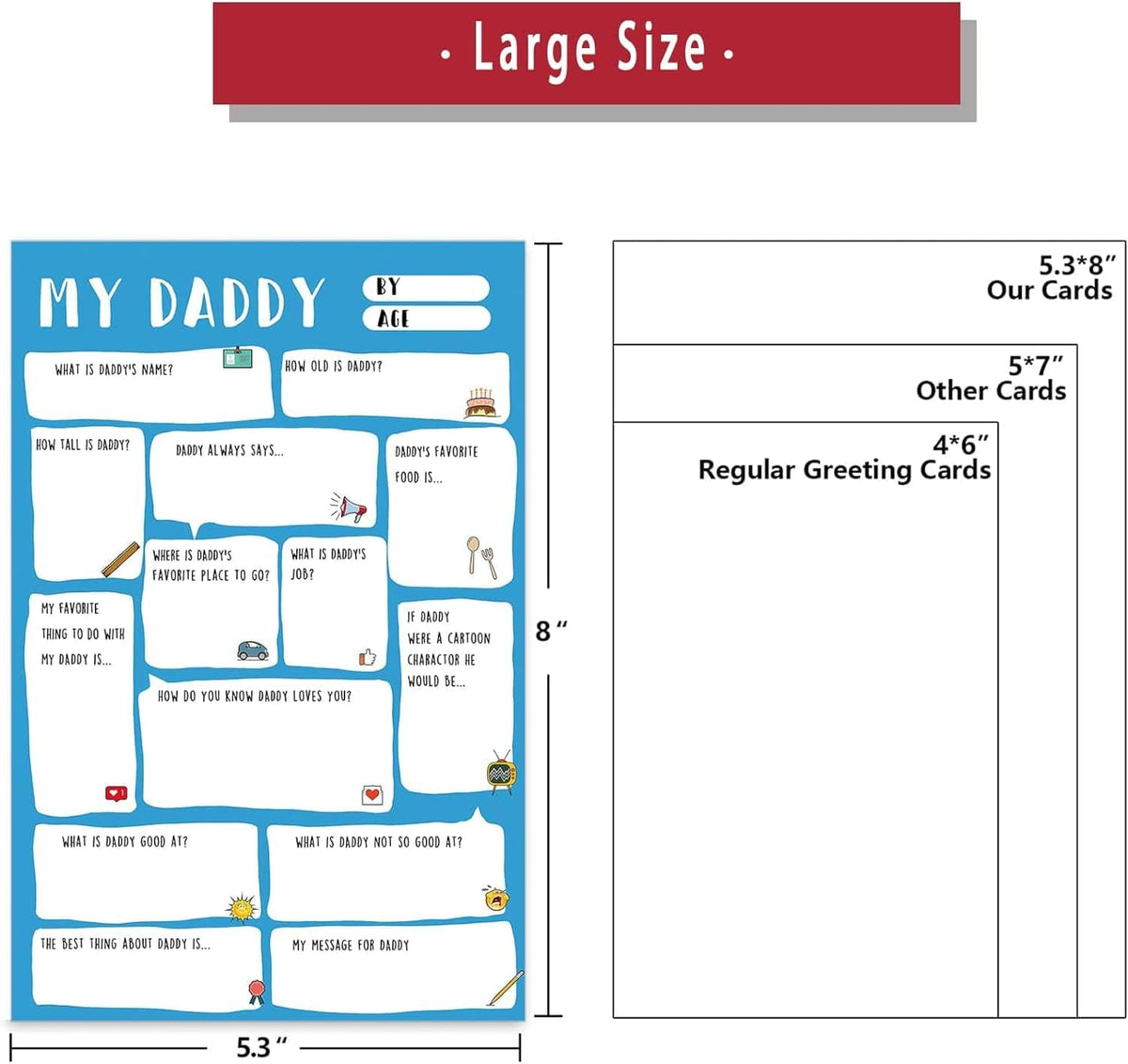 GeckoCustom Daddy Fathers Day Card,Funny Fathers Day Gift,Dad Gift from Son Daughter,Fathers Day Gift Ideas,Fill in the Blanks Keepsake Card……