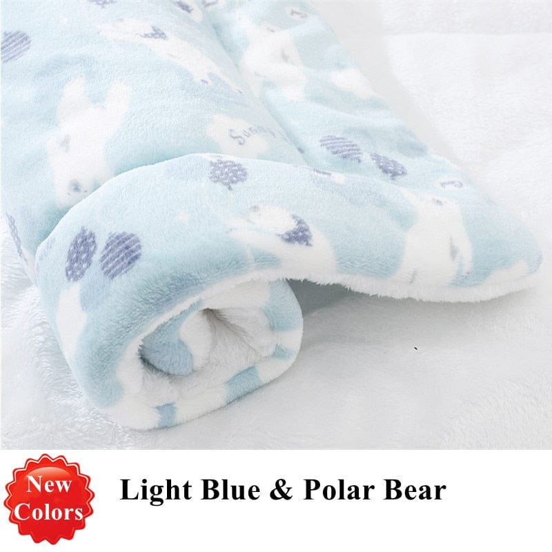 GeckoCustom Dog Bed Thickened Dog Mat Pet Cat Soft Fleece Pad Blanket Bed Mat Cushion Home Washable Rug Keep Warm Pet Supplies  cama perro Blue Polar Bear / XS 32x25cm / China