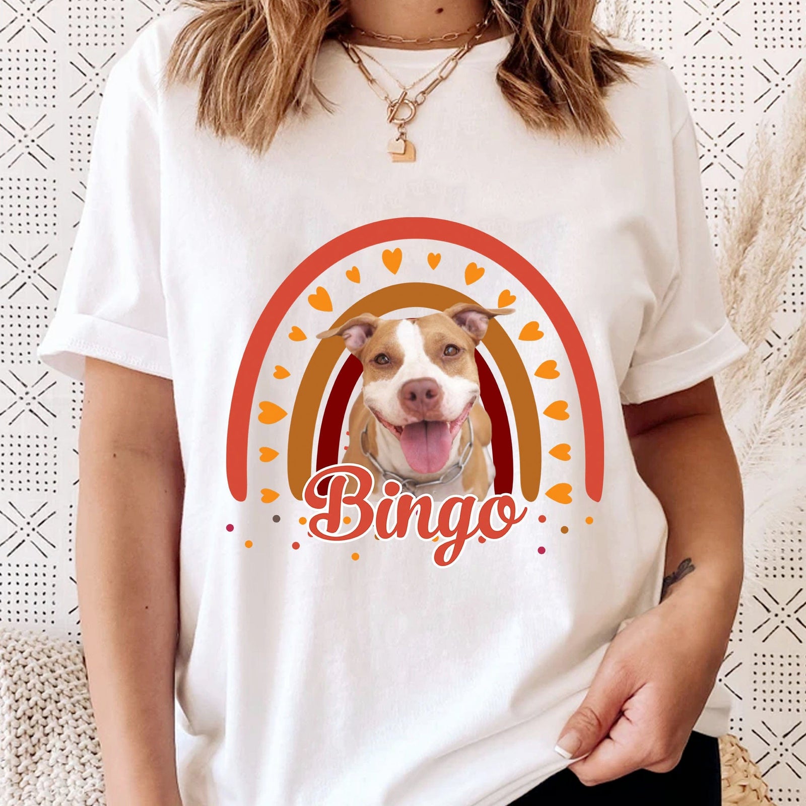 GeckoCustom Dog Cat Rainbow Personalized Custom Photo Dog Cat Shirt C465