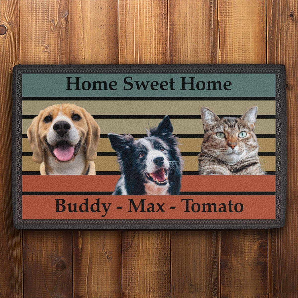 GeckoCustom Dog Cat Vintage Retro Photo Personalized Doormats T121