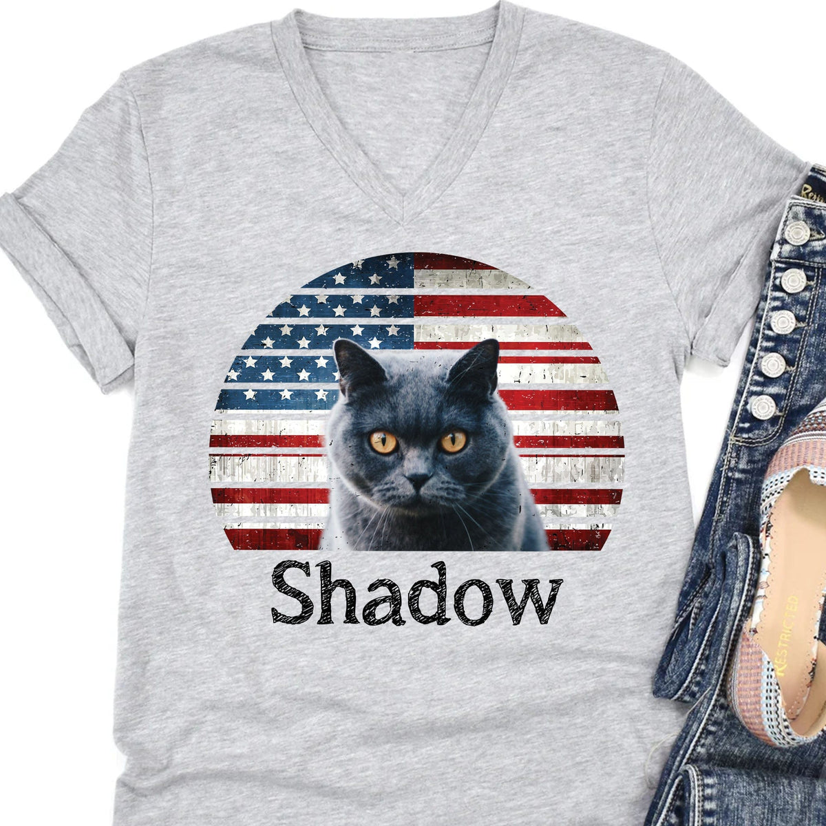 GeckoCustom Dog Cat Vintage Retro Photo Shirt Personalized Custom Photo Dog Cat Pet Bright Shirt C548