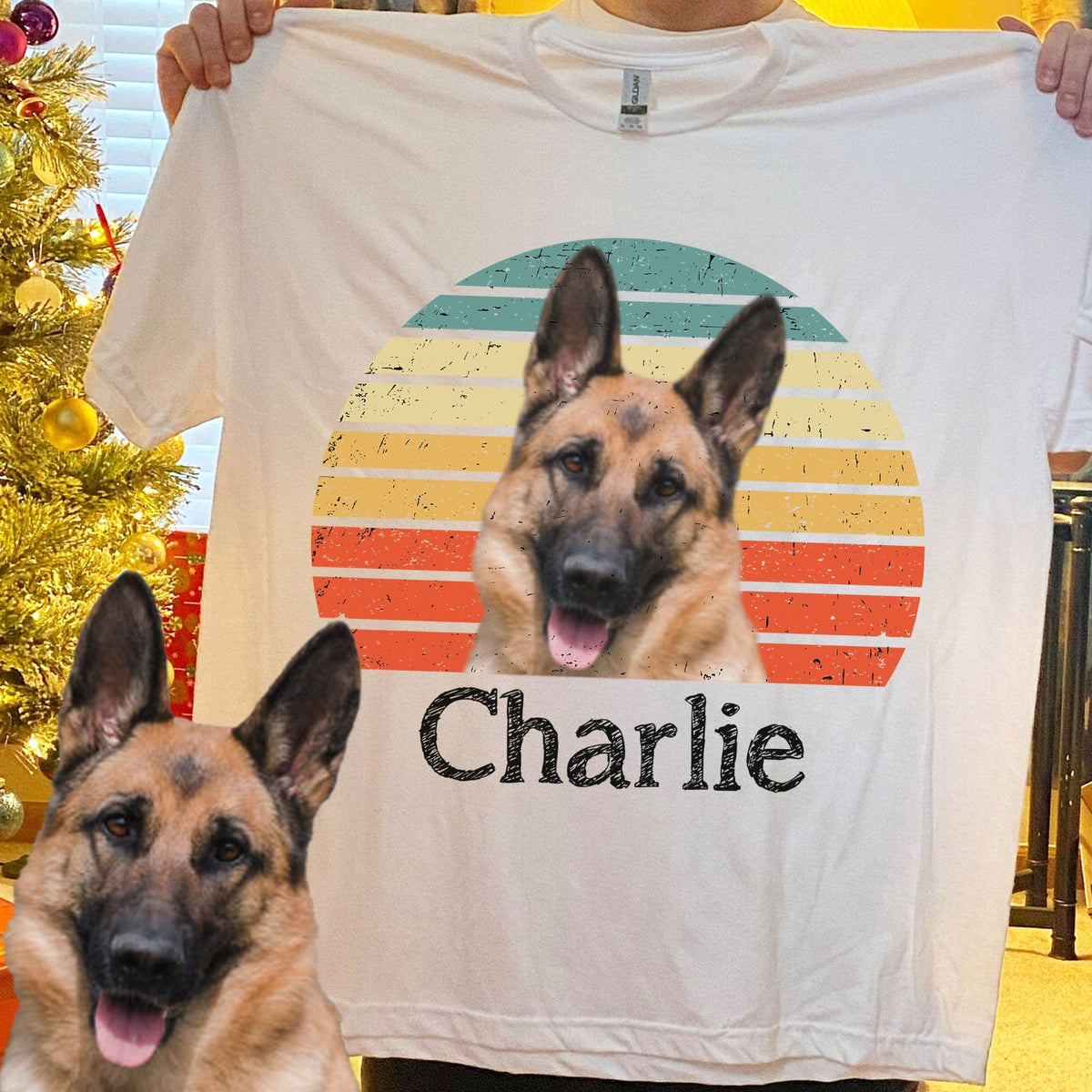 GeckoCustom Dog Cat Vintage Retro Photo Shirt Personalized Custom Photo Dog Cat Pet Bright Shirt C548