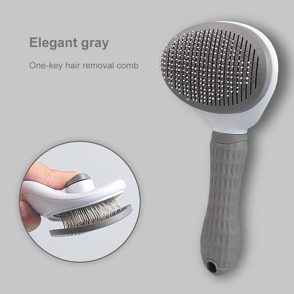 GeckoCustom Dog Hair Remover Brush Cat Dog Hair Grooming And Care Comb For Long Hair Dog Pet Removes Hairs Cleaning Bath Brush Dog Supplies oval grey