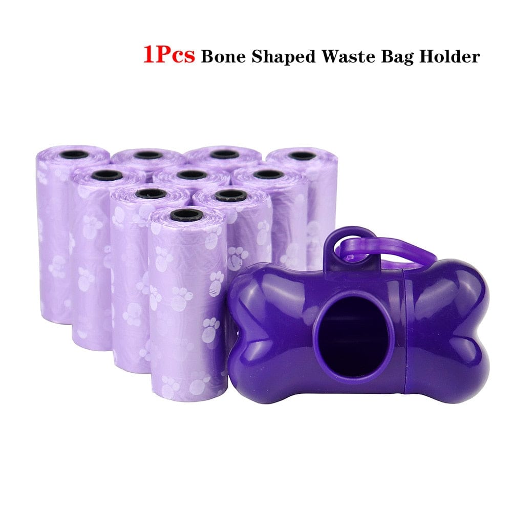 GeckoCustom Dog Waste Bags with Dispenser 6Pcs Set Purple