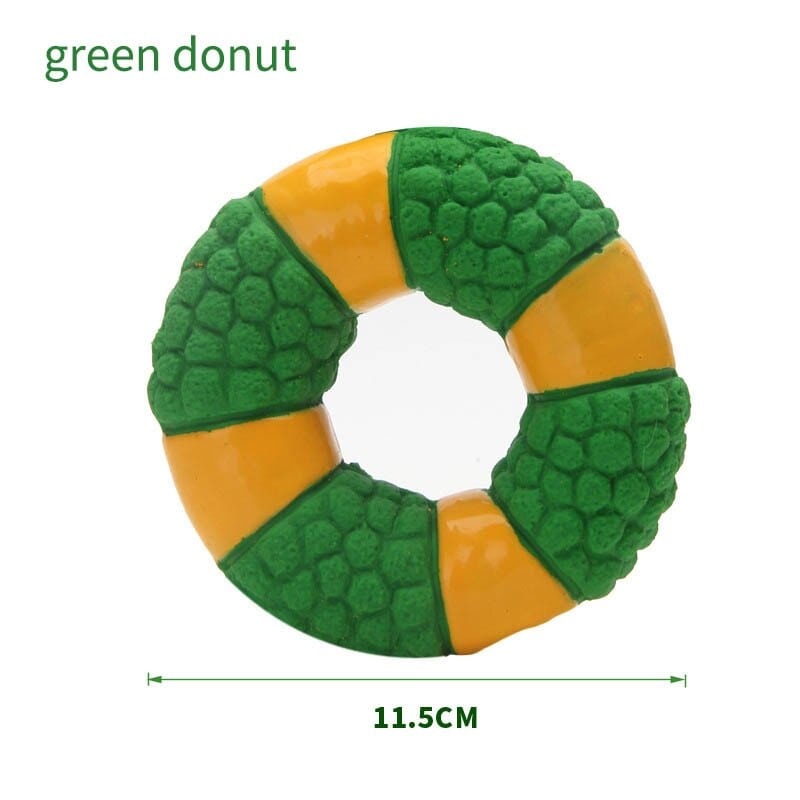 GeckoCustom Durable Ball Squeak Toys Cleaning Tooth Chew Voice Toy Pet Supplies Non-toxic Training Balls Soft Latex Pet Dog Toy green donut / S