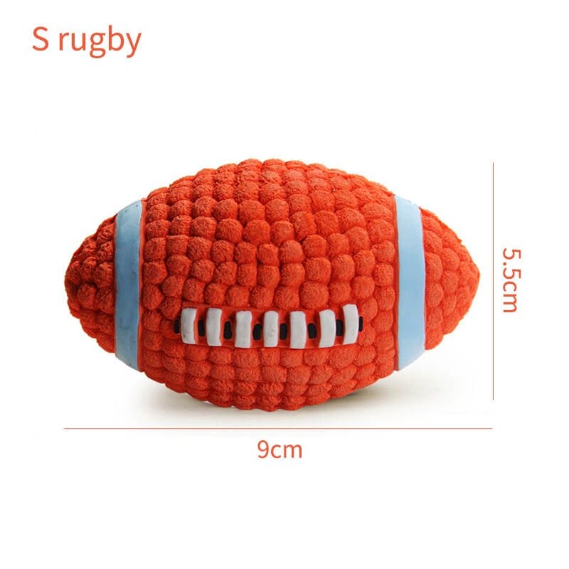 GeckoCustom Durable Ball Squeak Toys Cleaning Tooth Chew Voice Toy Pet Supplies Non-toxic Training Balls Soft Latex Pet Dog Toy S rugby / S
