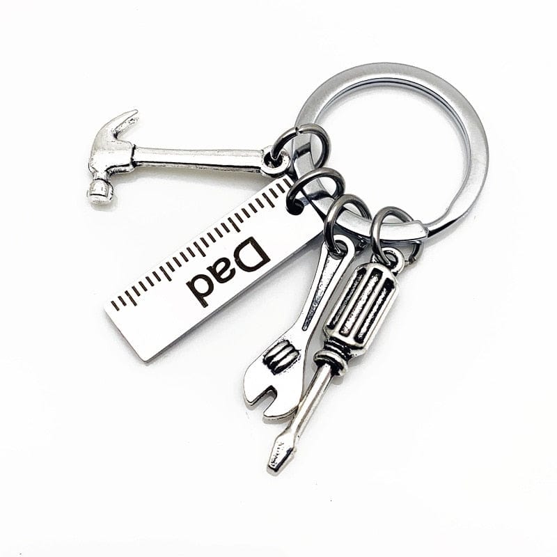 GeckoCustom Fashion Dad Letters Keychains Creative Hammer Screwdriver Wrench Keyring Handbag Decor Tassel Hanging Pendant Father's Day Gifts