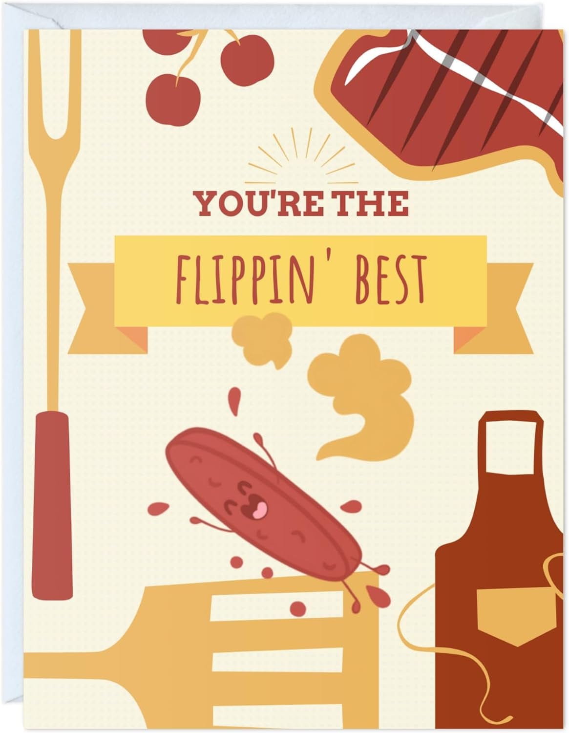 GeckoCustom Fathers Day Card for Dad Birthday, Anniversary Husband Him Grandpa Grandfather Stepdad Stepfather, Birthday Thank You Kawaii Greeting Card (Thanks for Feeding Me ...) Flippin Best - Grill / Bbq