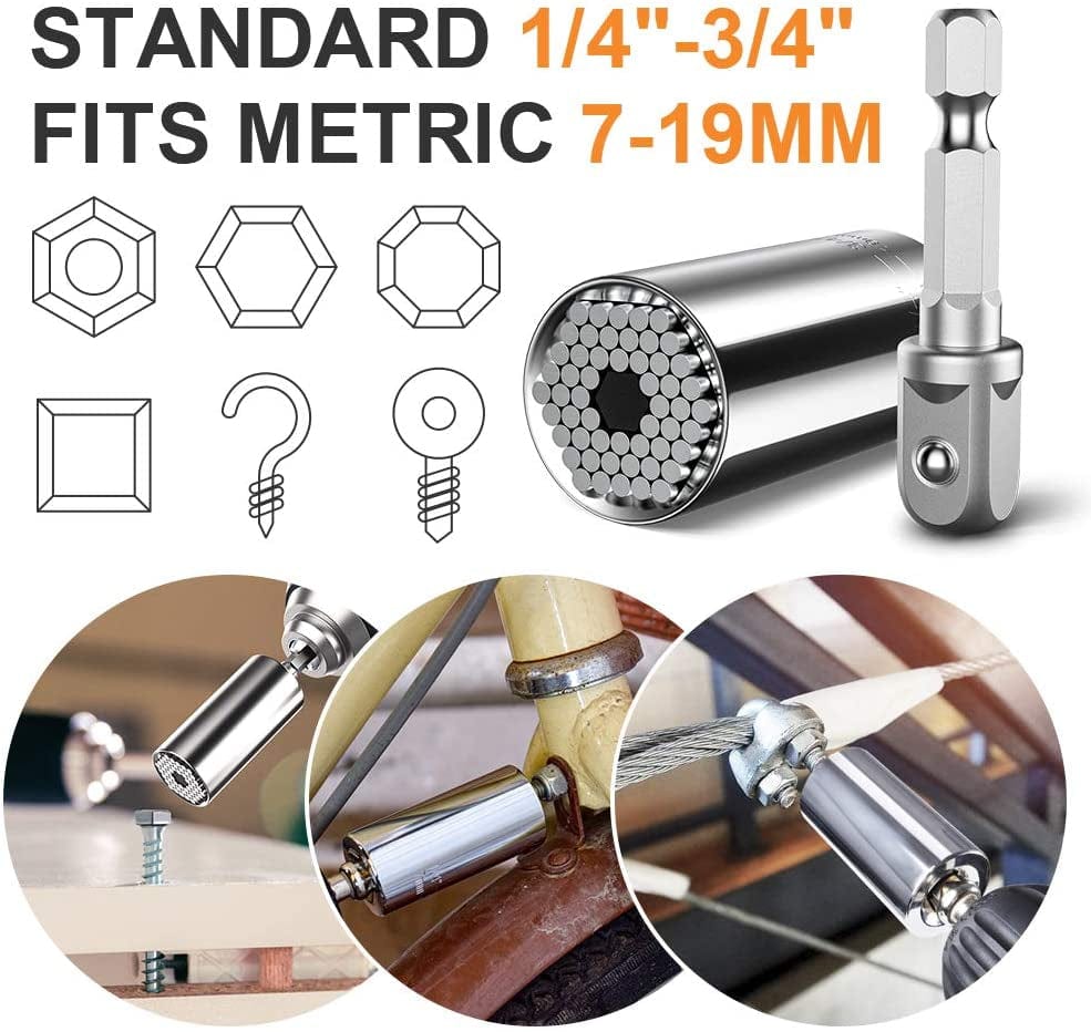 GeckoCustom Fathers Day Dad Gifts from Daughter Kids Son Wife, Super Universal Socket Tools Gifts for Men Grip Set with Power Drill Adapter Cool Stuff Ideas Gadgets for Men Birthday Gifts for Dad Women Husband