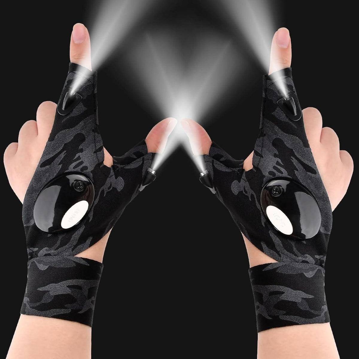 GeckoCustom Fathers Day Dad Gifts from Daughter Son Wife LED Flashlight Gloves Gadgets for Men Easter Gifts for Dad Fishing Camping Repairing Tools Stocking Stuffers Gifts for Him Christmas Boyfriend Husband Camo