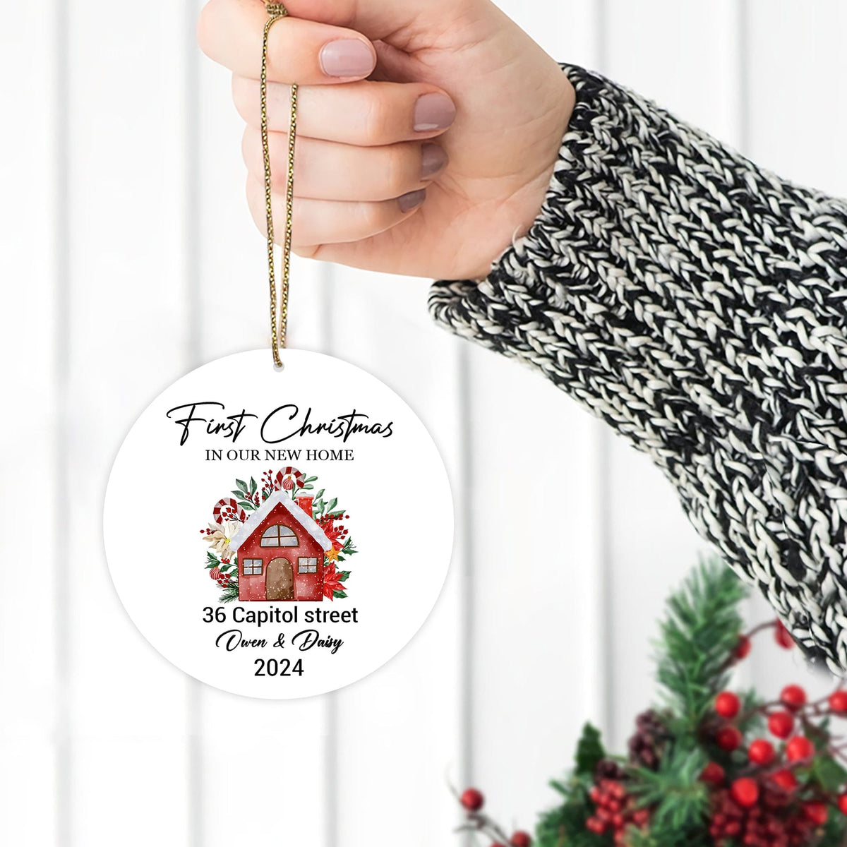 GeckoCustom First Christmas In Our New Home Christmas Ceramic Ornament TH10 891365