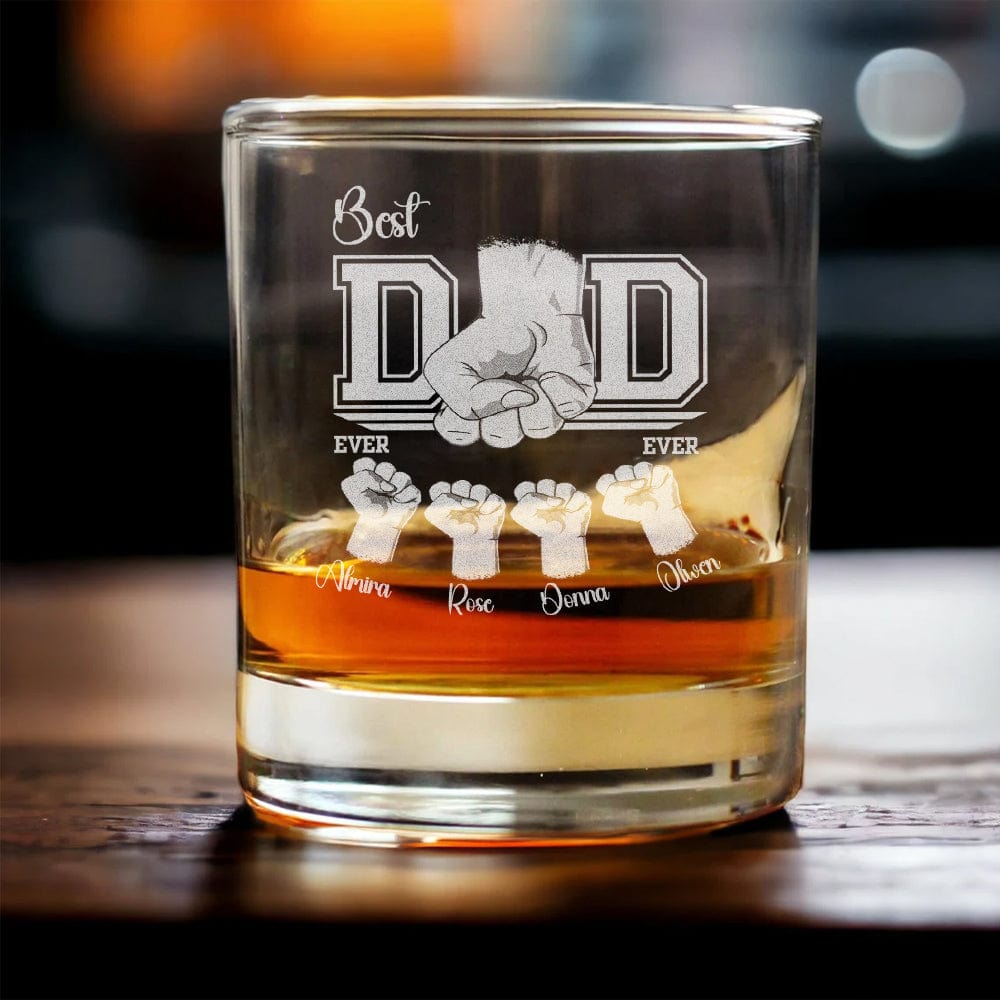 GeckoCustom Fist Bump Dad and Kids Father's Day Rock Glass Personalized Gift H082 890474