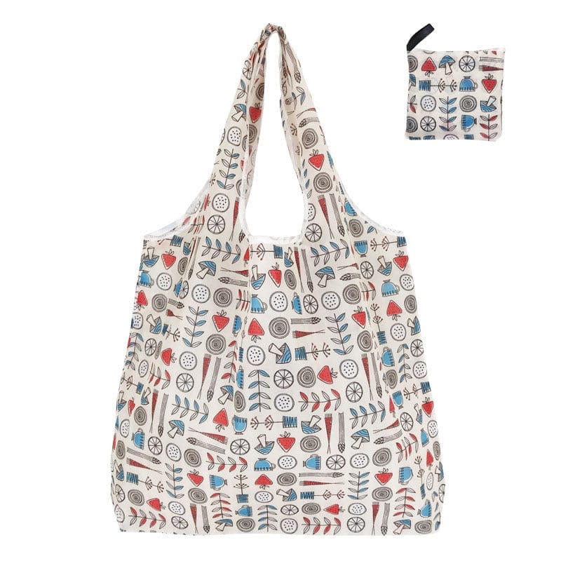 GeckoCustom Foldable Shopping Bag Reusable Travel Grocery Bag Eco-Friendly Cartoon Cat Dog Cactus Lemon Printing Tote Bag 18