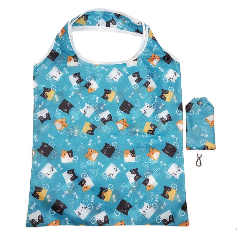 GeckoCustom Foldable Shopping Bag Reusable Travel Grocery Bag Eco-Friendly Cartoon Cat Dog Cactus Lemon Printing Tote Bag Style 2 (38X60cm) 8