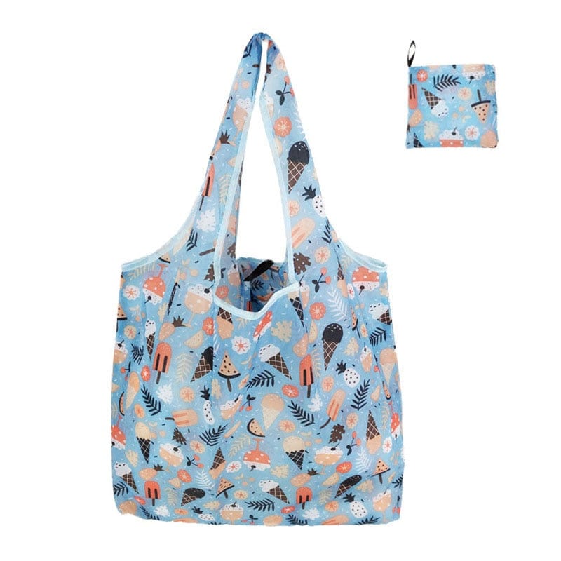 GeckoCustom Foldable Shopping Bag Reusable Travel Grocery Bag Eco-Friendly Cartoon Cat Dog Cactus Lemon Printing Tote Bag