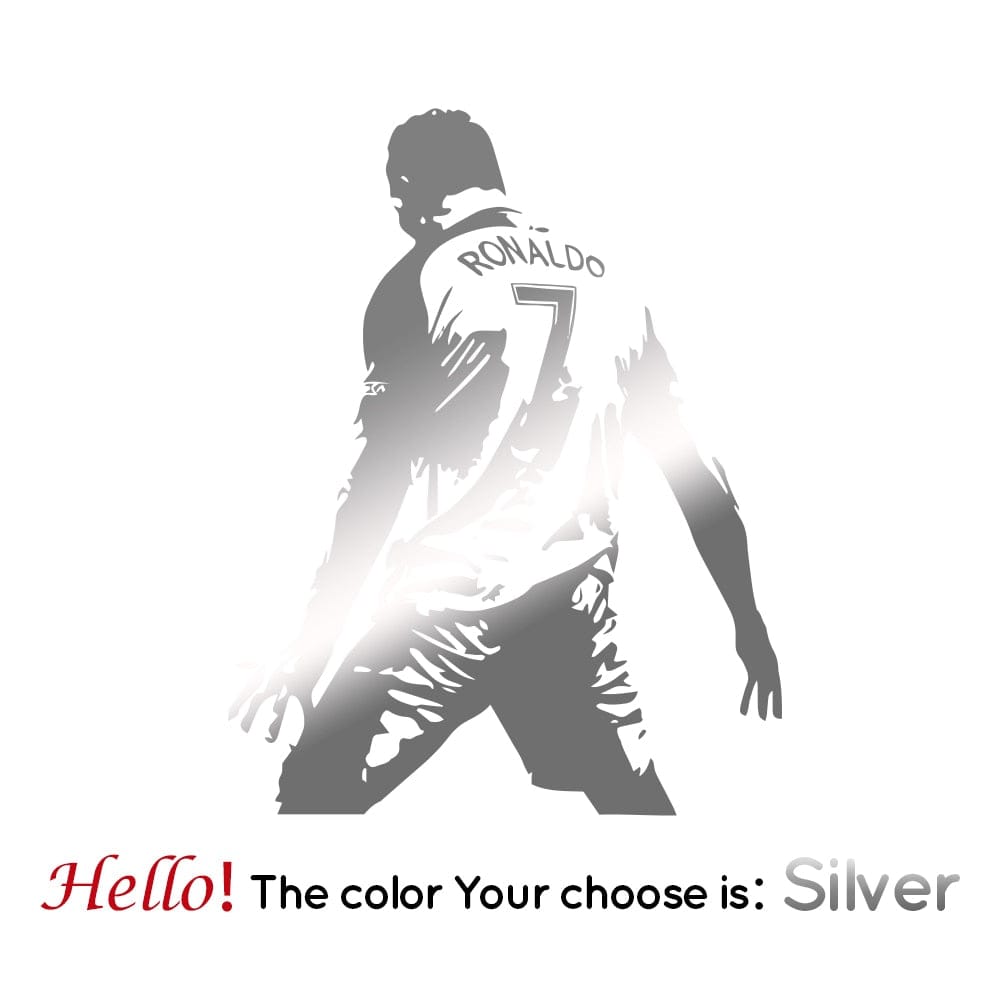 GeckoCustom Football Cristiano Ronaldo Vinyl Wall Sticker Soccer Athlete Ronaldo Wall Decals Art Mural For Kis Room Living Room Decoration Silver / M 28cm X 35cm