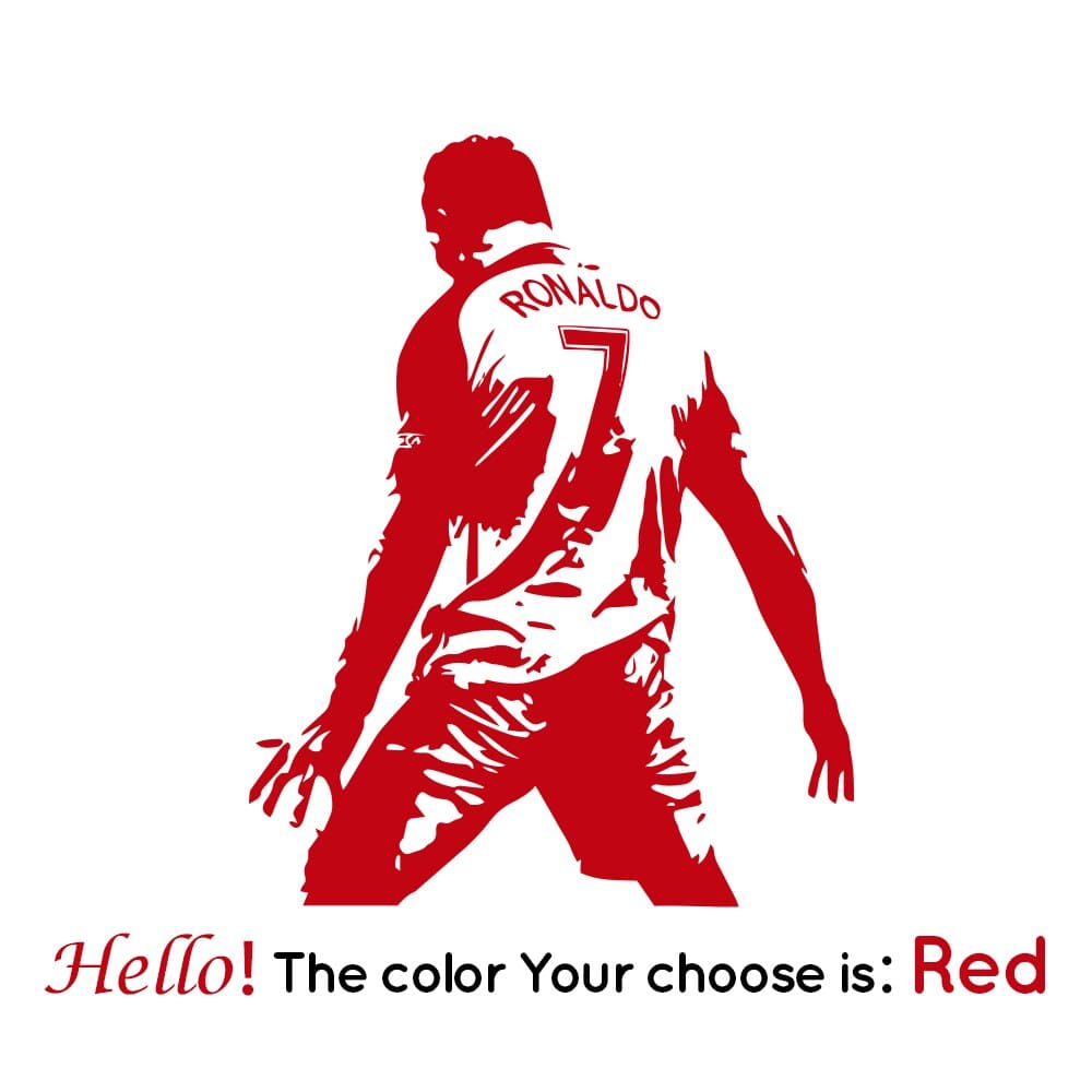 GeckoCustom Football Cristiano Ronaldo Vinyl Wall Sticker Soccer Athlete Ronaldo Wall Decals Art Mural For Kis Room Living Room Decoration Red / M 28cm X 35cm