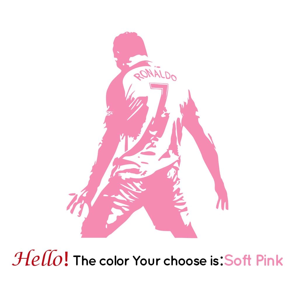 GeckoCustom Football Cristiano Ronaldo Vinyl Wall Sticker Soccer Athlete Ronaldo Wall Decals Art Mural For Kis Room Living Room Decoration Soft Pink / M 28cm X 35cm