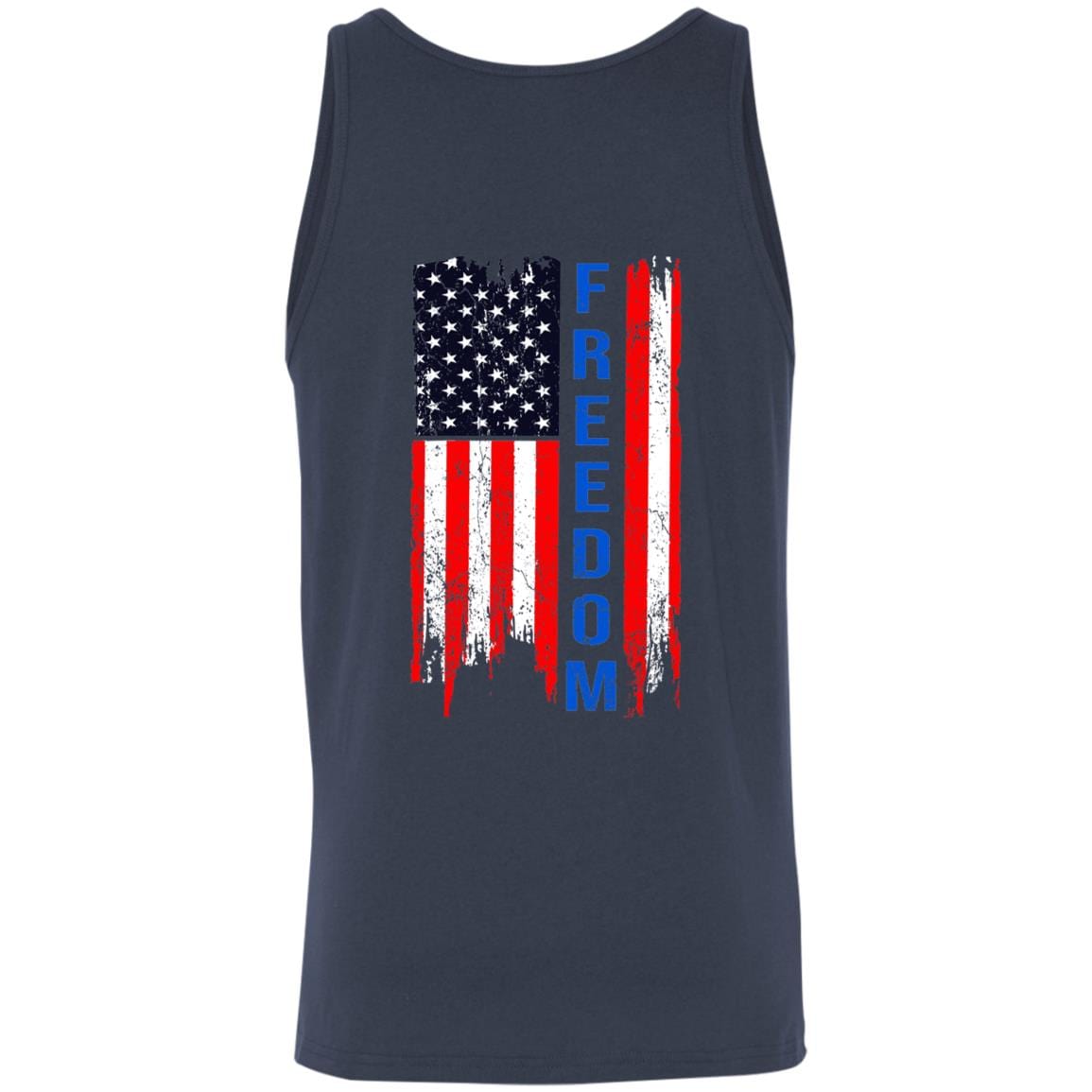 GeckoCustom Freedom Flag 4th of July Shirt H374 Unisex Tank Top / Navy / X-Small