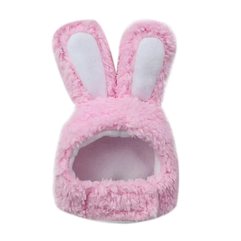 GeckoCustom Funny Cat Headgear Cute Rabbit Ears Cap for Cats Warm Plush Pet Hat Christmas Cosplay Props PhotoProp Kitten Headwear Supplies Pink