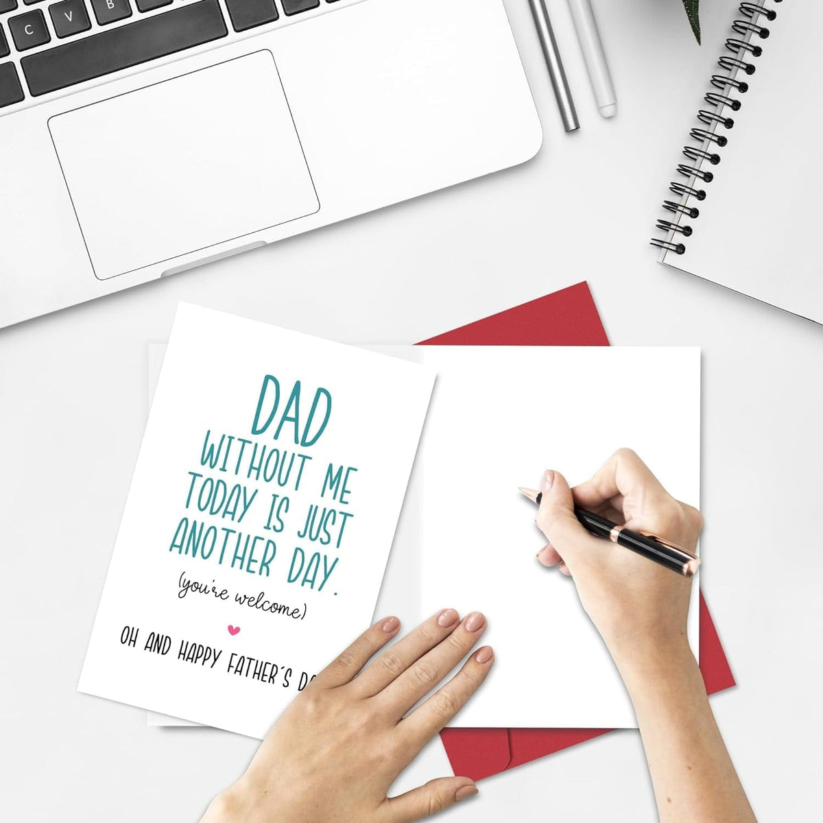 GeckoCustom Funny Fathers Day Card for Dad, Father'S Day Gift from Son Daughter, Dad without Me Today Would Be Just Another Day - You'Re Welcome