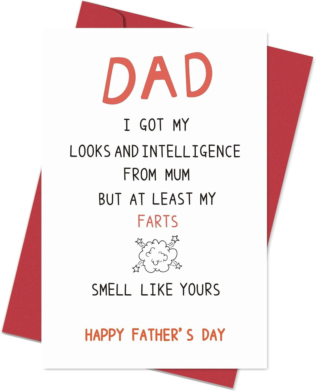 GeckoCustom Funny Fathers Day Card for Dad, Father'S Day Gift from Son Daughter, Dad without Me Today Would Be Just Another Day - You'Re Welcome Red