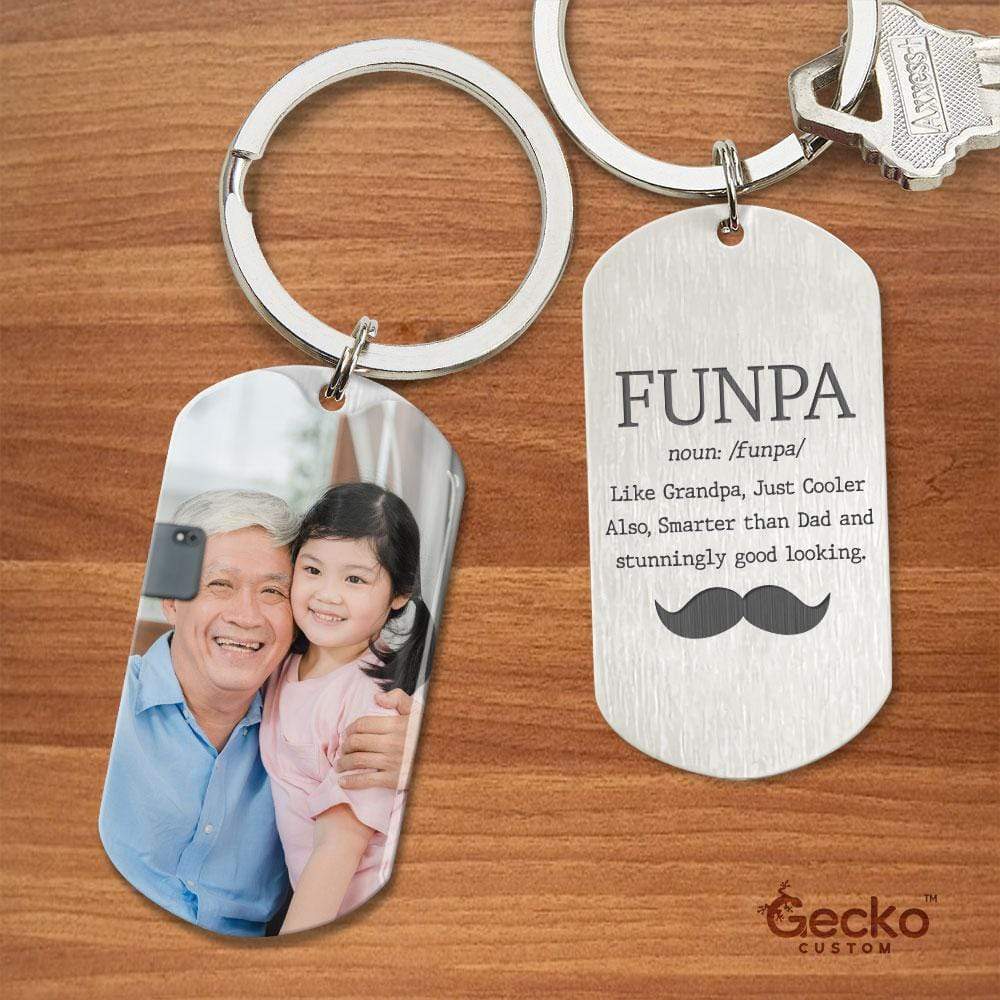 GeckoCustom Funpa Grandpa Family Metal Keychain HN590