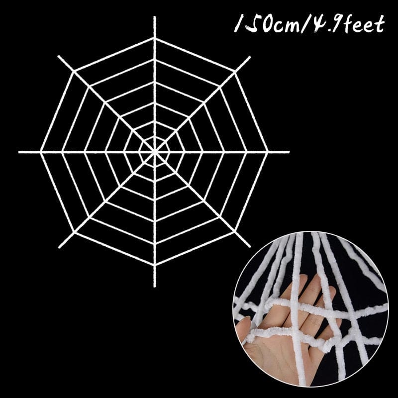 GeckoCustom Giant Spider Web Scary Props Horror Halloween Party Decorations 150cm white web