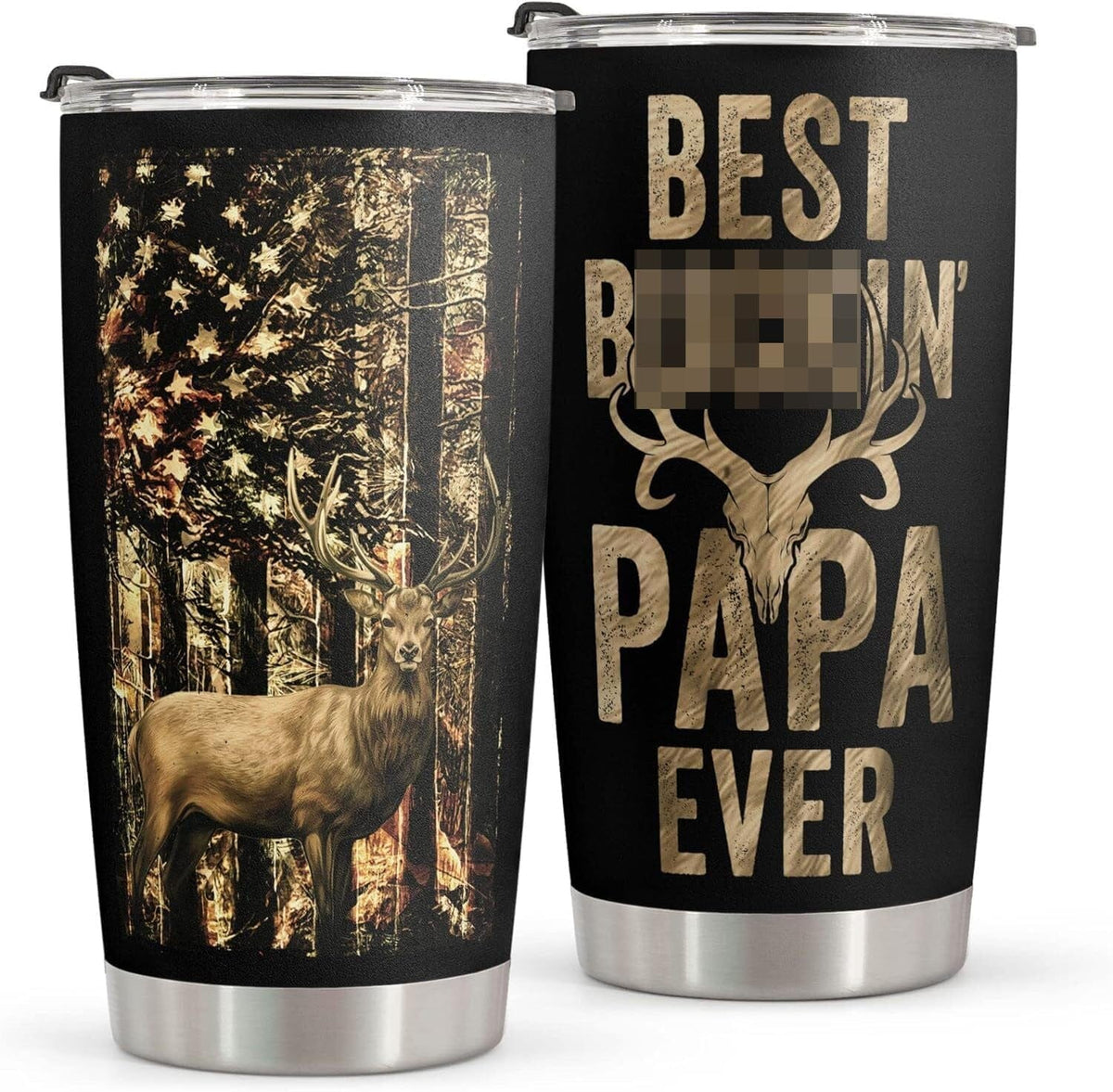 GeckoCustom Gift for Dad - Stainless Steel Tumbler 20Oz - Dad Joke Birthday Gift for Dad Men Gift - Fathers Day Gift from Daughter Son Wife - Funny Christmas Gift for Men Dad Stepdad Bonus Dad Uncle Deer