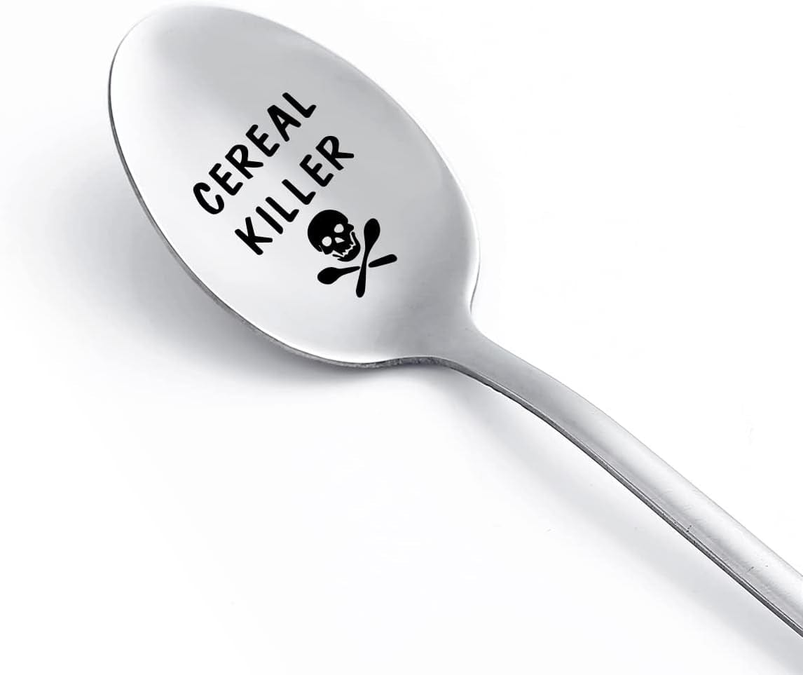 GeckoCustom Gifts for Dad Fathers Gifts for Men Funny Engraved Stainless Steel Spoon Shovel, Birthday Father’S Day Gifts Thanksgiving Gifts for Him Grandpa. Cereal Killer Spoons