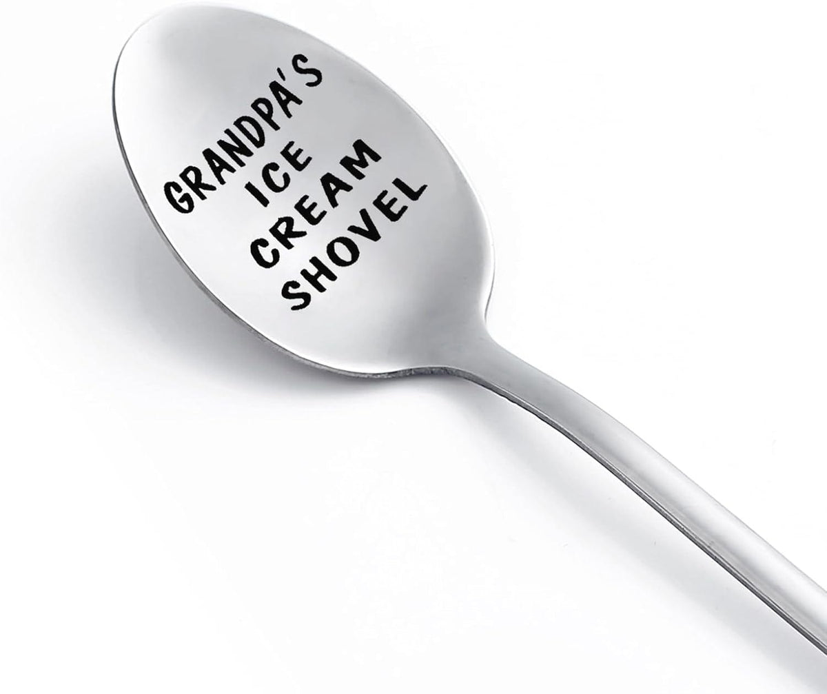 GeckoCustom Gifts for Dad Fathers Gifts for Men Funny Engraved Stainless Steel Spoon Shovel, Birthday Father’S Day Gifts Thanksgiving Gifts for Him Grandpa. Grandpa Ice Cream Scoops