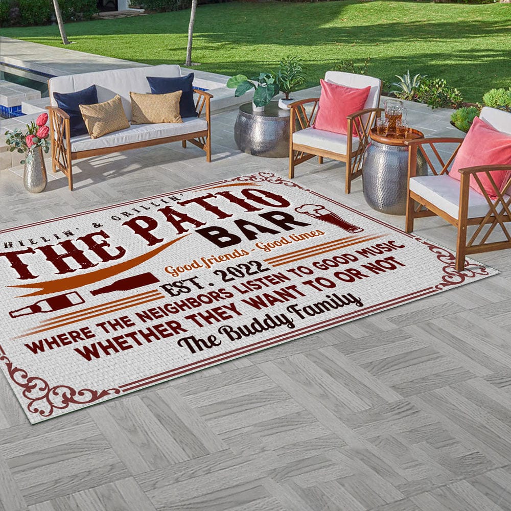 GeckoCustom Good Friends - Good Times Camping Patio Rug, Patio Mat K228 HN590
