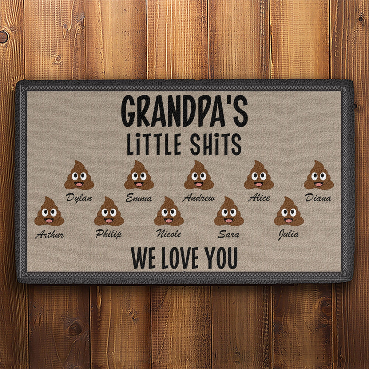 GeckoCustom Grandma Grandpa Little Shits Personalized Doormats