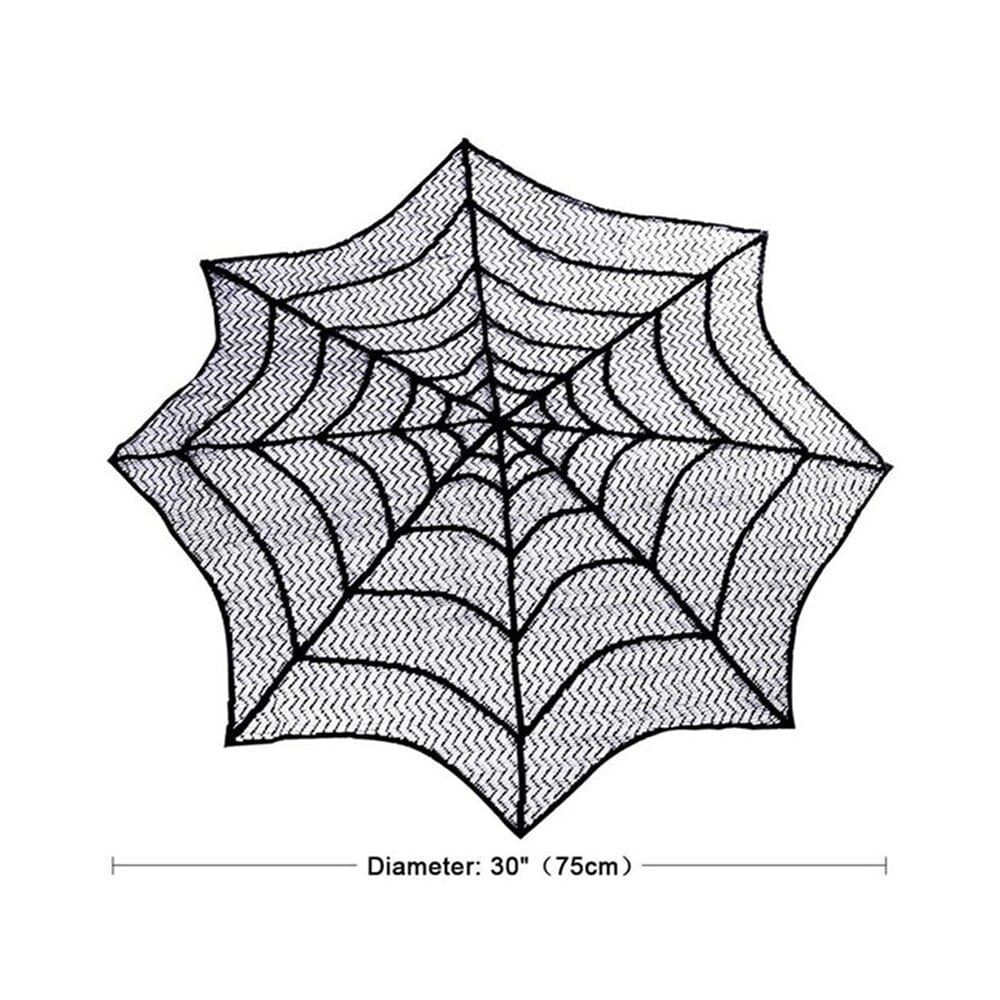 GeckoCustom Halloween Bat Table Runner Black Spider Web Lace Tablecloth Fireplace Curtain for Halloween Party Decoration Horror House Props as picture 4