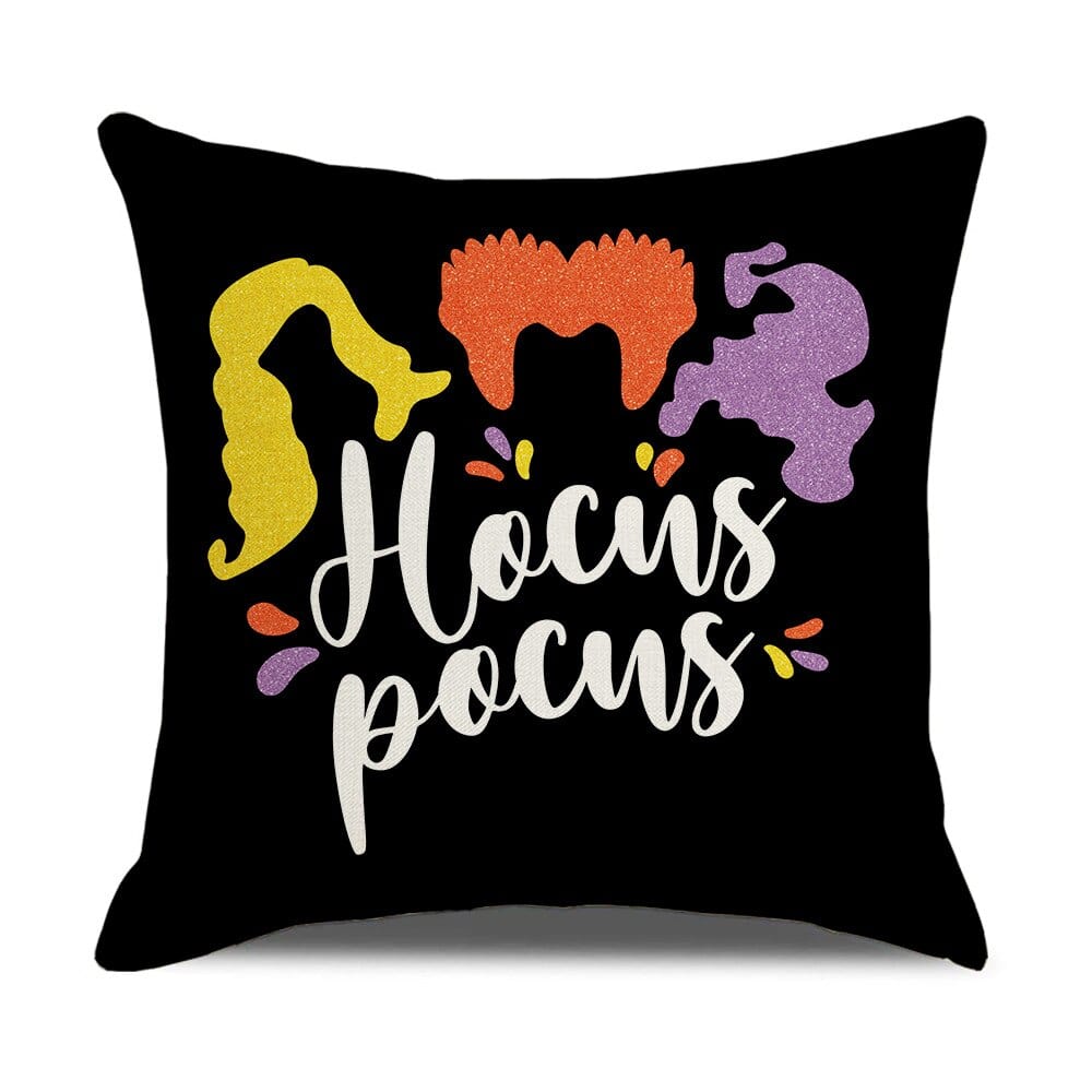 GeckoCustom Halloween Decorations Cushion Cover 45cm Linen Pillow Cover Funny Pumpkin Candy Cobweb Printed Pillow Case Home Decor Pillowcase 25 / 45x45cm