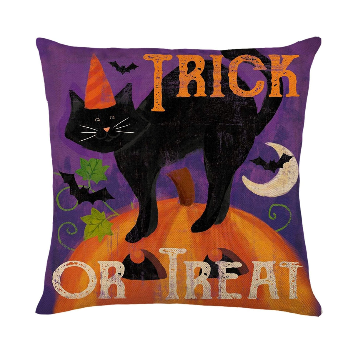 GeckoCustom Halloween Decorations Cushion Cover 45cm Linen Pillow Cover Funny Pumpkin Candy Cobweb Printed Pillow Case Home Decor Pillowcase 21 / 45x45cm