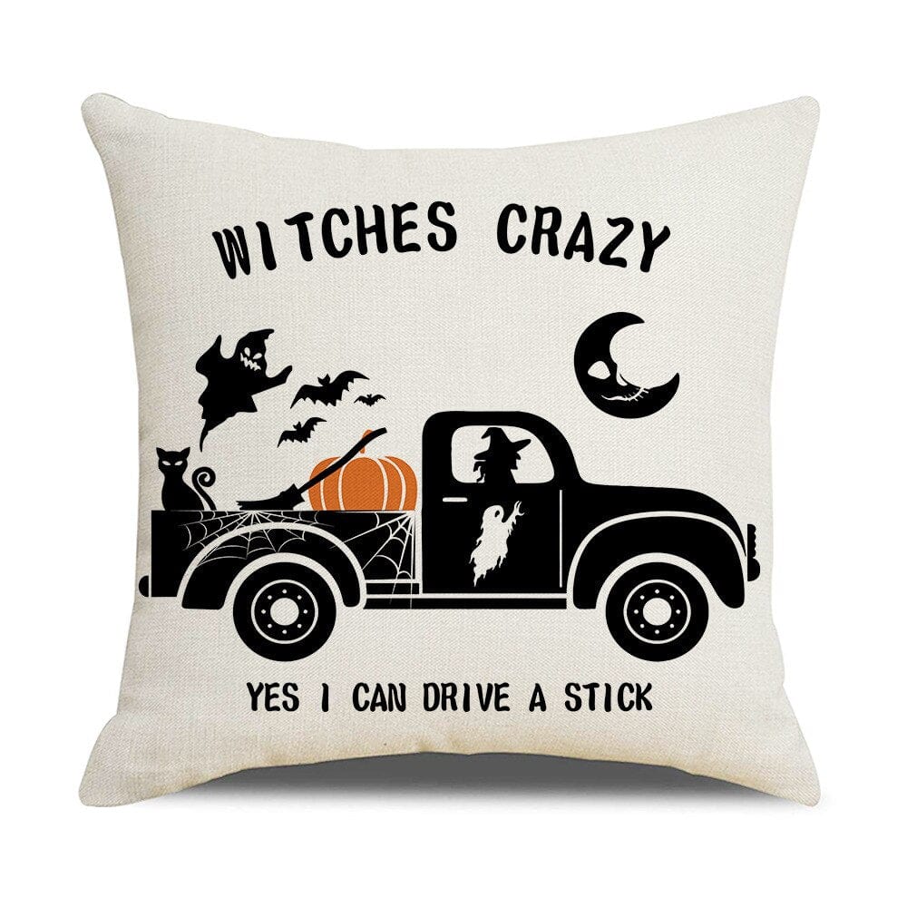 GeckoCustom Halloween Decorations Cushion Cover 45cm Linen Pillow Cover Funny Pumpkin Candy Cobweb Printed Pillow Case Home Decor Pillowcase 13 / 45x45cm
