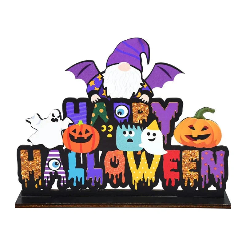 GeckoCustom Halloween Wooden Ornaments Pumpkin Ghost Trick or Treat Pendants Halloween Party Decoration for Home Door Hanging Signs Kids Toy B02